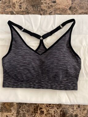 Old Navy Heathered Black & Gray Seamless Sports Bralette
